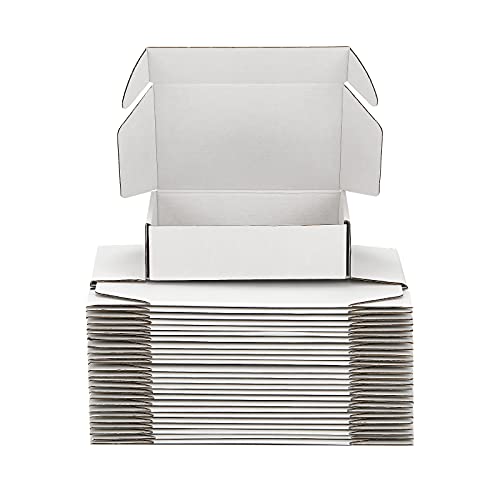8x6x3 Inches Small Shipping Boxes Set of 25, White Corrugated Cardboard Boxes - for Small Business Packaging Supplies, Mailing Boxes, Packing Boxes and Gift Boxes for Presents