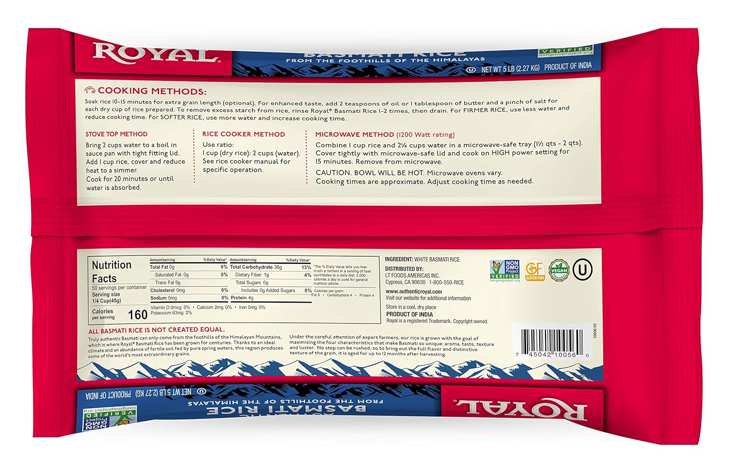 Royal White Basmati Rice, 5 Pound (2-Pack) F4501