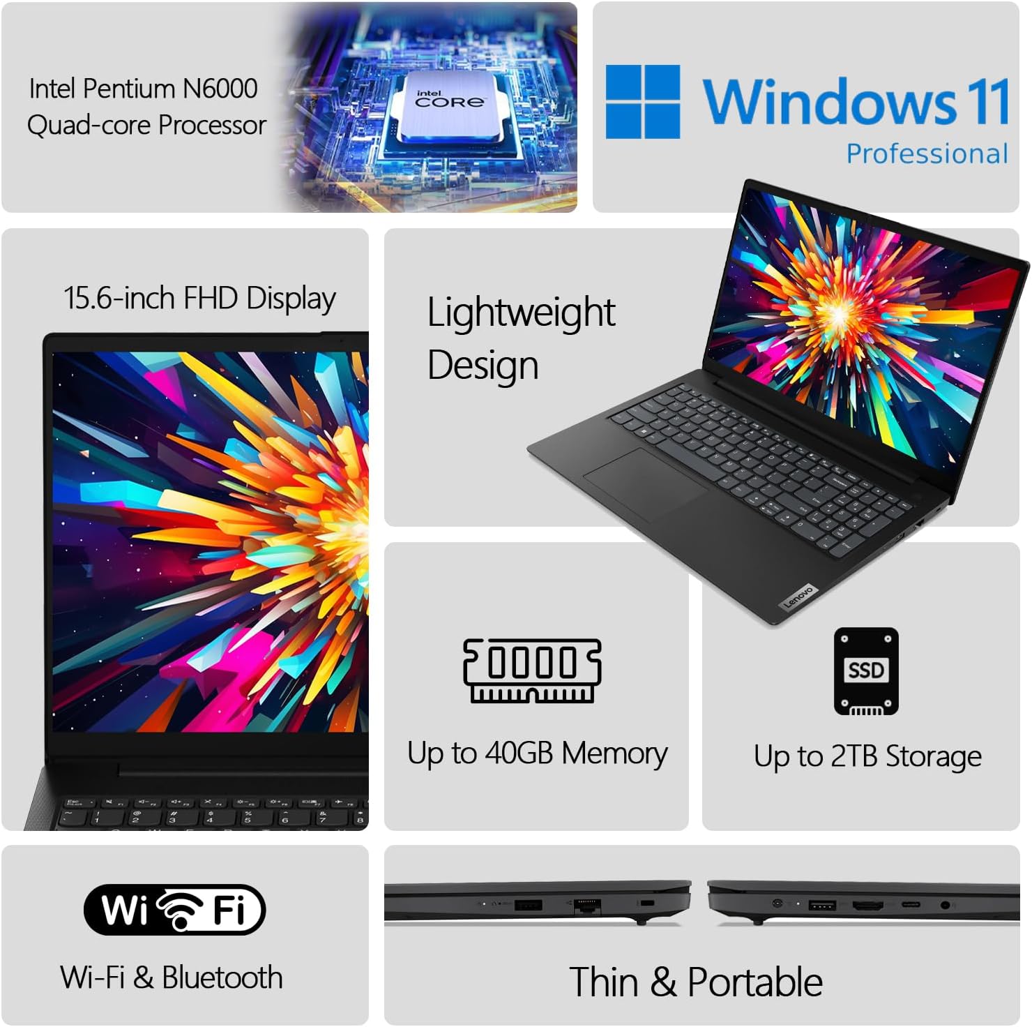 Lenovo IdeaPad 15.6" Laptop, 16GB RAM, 1TB SSD, Windows 11 Pro, w/WOWPC 500GB Bundle L866