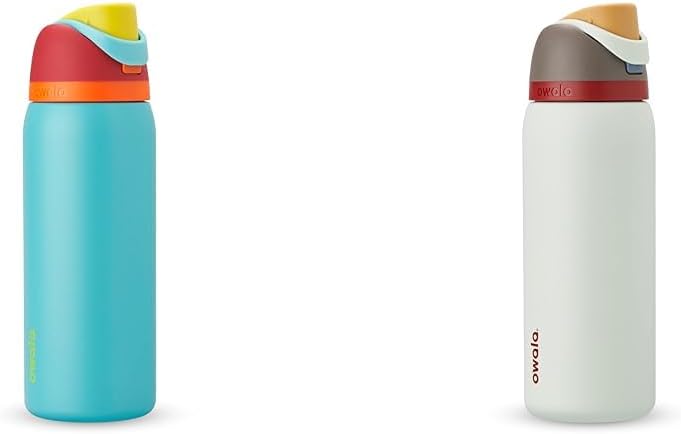 Owala FreeSip 32 Oz Insulated Stainless Steel Water Bottles with Straw, Summer Sweetness & Boneyard Prints