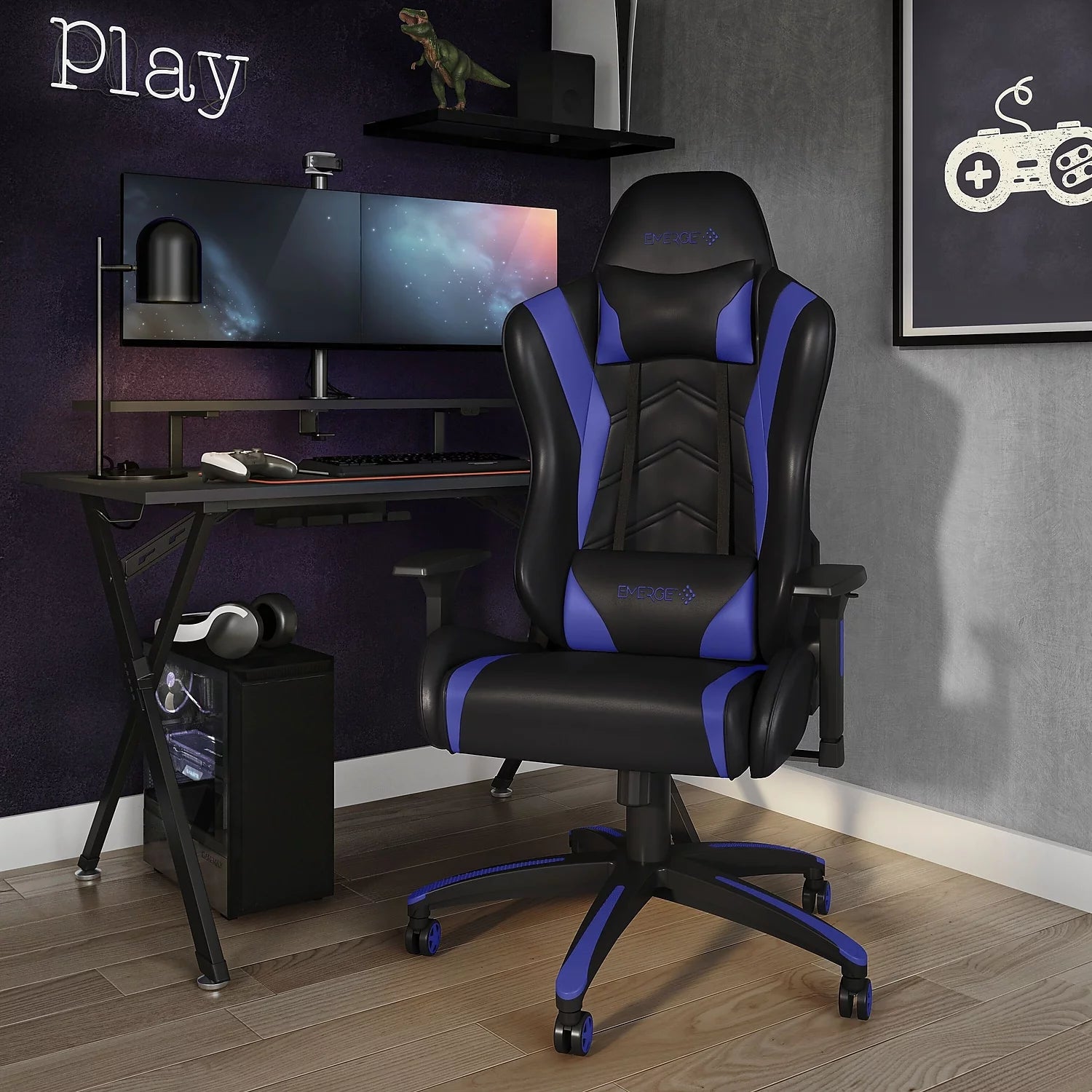 Staples Vartan Gaming Chair Blue D78454