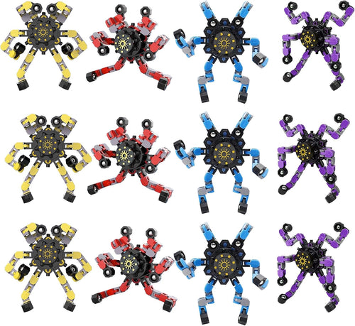 12Pcs Transformable Fidget Spinners for Kids&Adults, Deformable Chain DIY Robot Spinners Fingertip Stress Relief Sensory Fidget Toys for Kids, Fingertip Gyros Toy for ADHD Autism Gifts for Kids