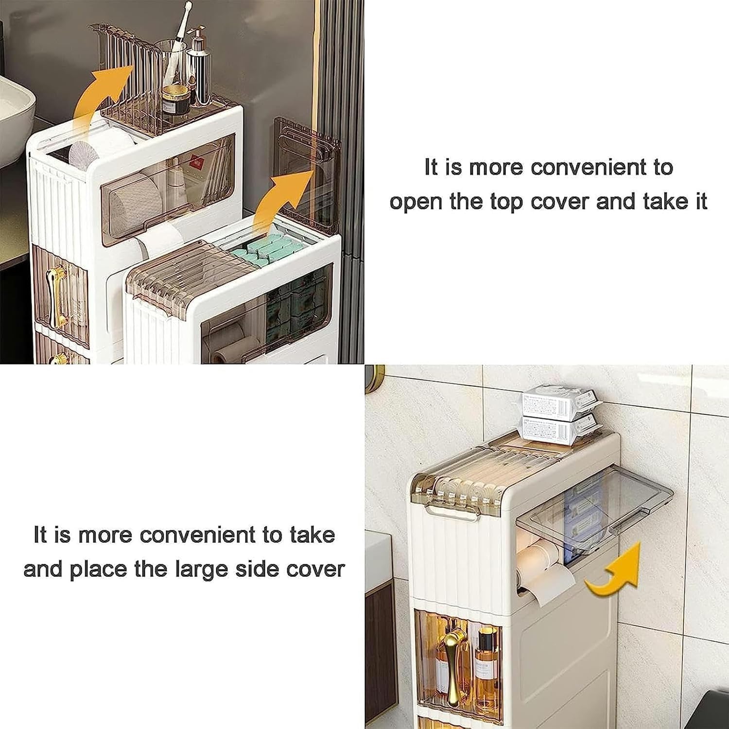 Bathroom Narrow Floor Storage Cabinet with Drawers and Wheels X788