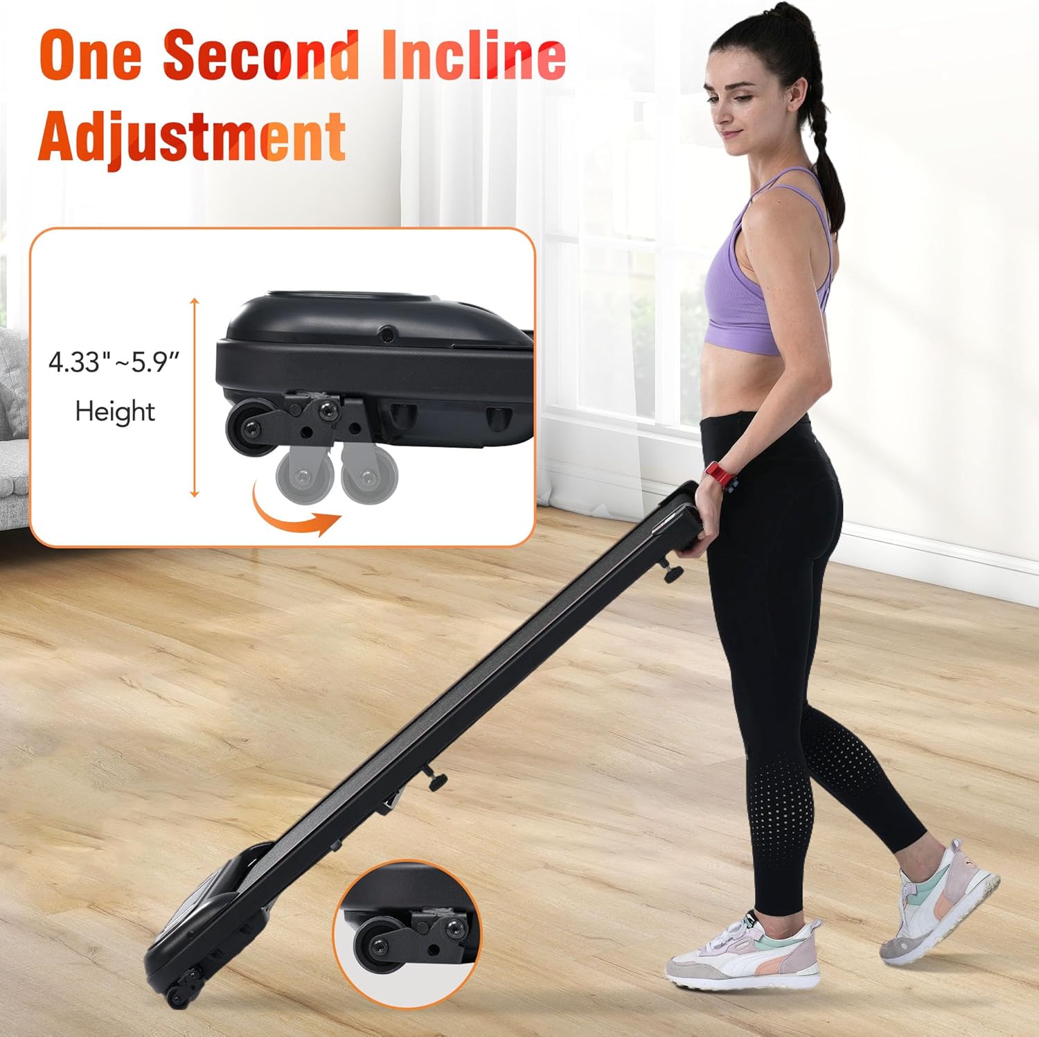 2-in-1 Walking Pad Treadmill with Bluetooth Speaker & LED Display for Home Office D8545