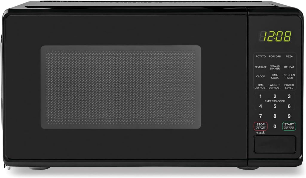 DCLINA Mainstays 0.7 Cu ft Compact Countertop Microwave Oven, Black (Black)