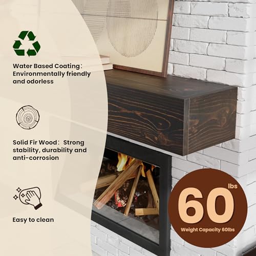 Floating Fireplace Mantel Shelf Wall-Mounted Oak 60" G17549