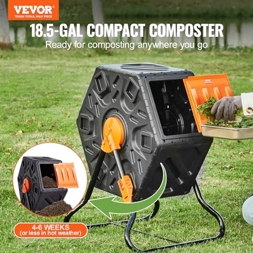 VEVOR Compost Bin 18.5 Gal Composting Tumbler with Steel Frame U1340