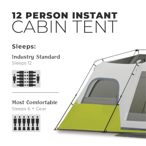 CORE Instant Cabin Tents 6 Person Family Pop Up Camping Tent R26561
