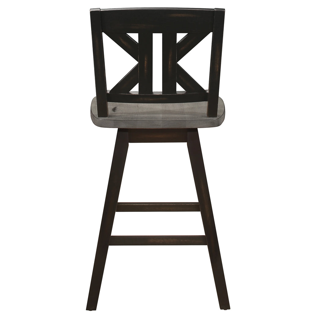 Lexiconhome Amsonia Wood Swivel Counter Stool, Black T31737