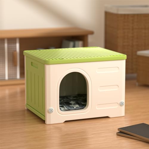 Stackable Plastic Cat House for Outdoor Indoor Use, Green M770