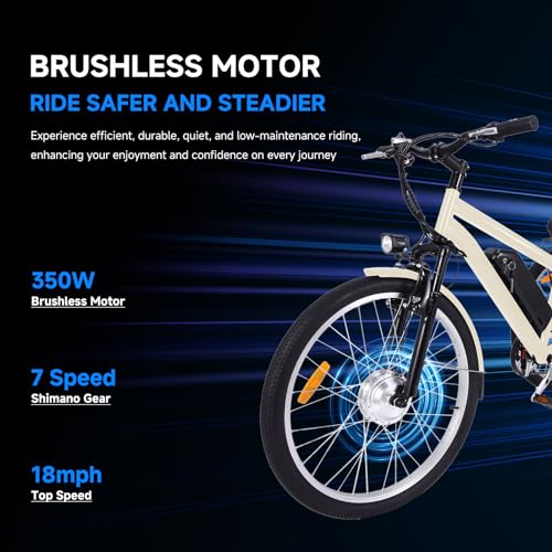 Electric Tricycle for Adults 24" & 26" 3-Wheel with Basket, 350W Motor, 36V Battery F231017