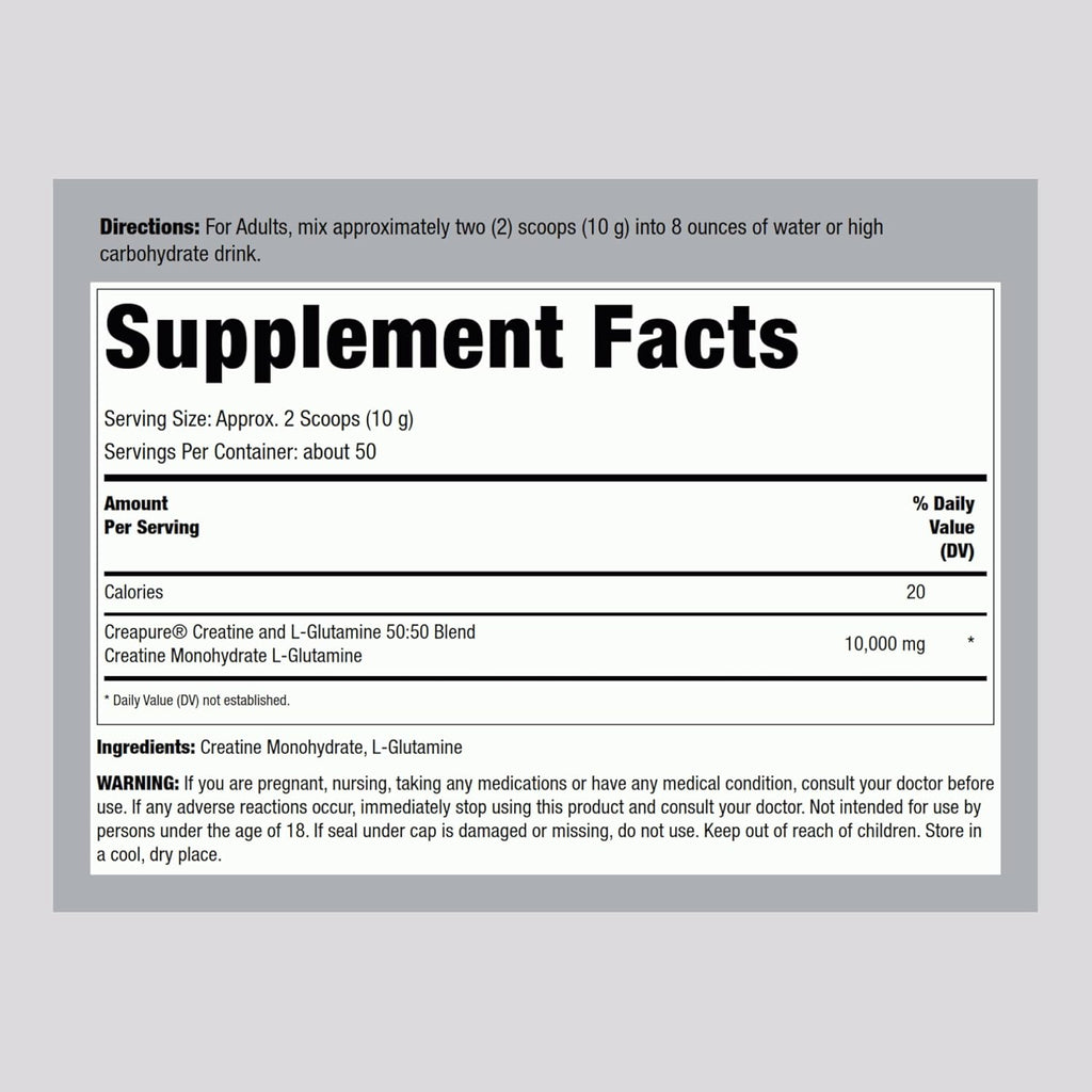 Fitness Labs German Creatine and L-Glutamine Monohydrate Powder, 1.1 lbs D969