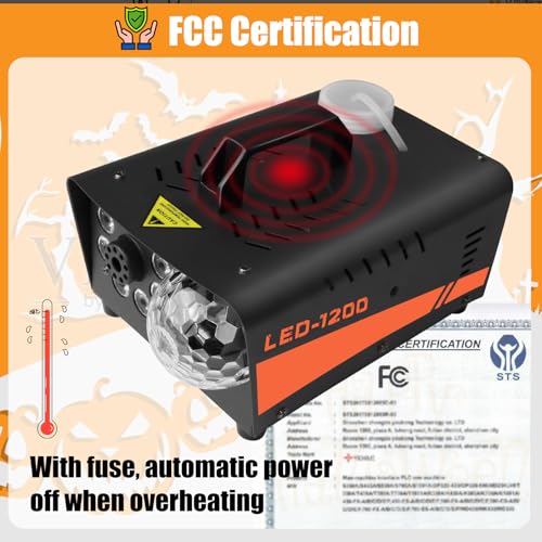 1200W Professional Fog Machine with DJ Light System and Wireless Remote T6484