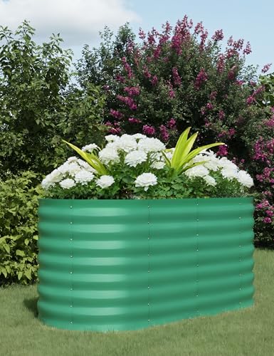 4x2x2Ft Oval Galvanized Steel Raised Garden Bed - Outdoor Metal Planter Box for Vegetables, Flowers, Herbs L43315