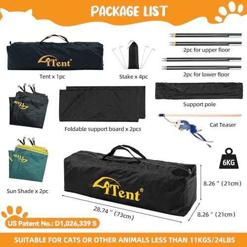 X-Large Catio Outdoor Cat Enclosure and Cat Tower Tent, 3-Tier Portable Foldable, Two Doors Z502328