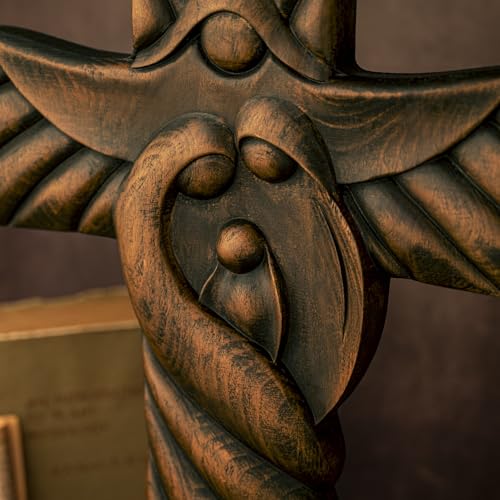 BGCOPPER Crucifix Wall Cross Handmade Wooden with Hook, Christian Wall Art, 14 Inch L40287