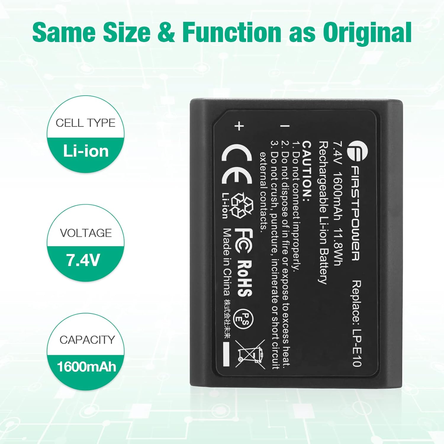 FirstPower LP-E10 Battery 2-Pack for Canon EOS Rebel T3 T5 T6 T7 T100 I968062