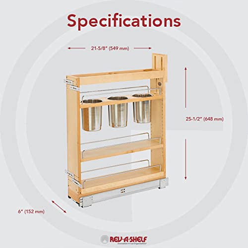 Rev-A-Shelf 5" Pull Out Storage Organizer for Base Kitchen Cabinets, Soft-Close I43756