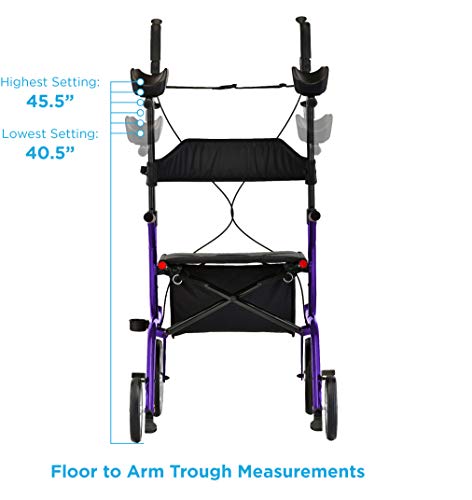 NOVA Phoenix Rise UP Rollator, Upright Walker with Padded Forearm Platform, 10" Wheels, Blue Z57530