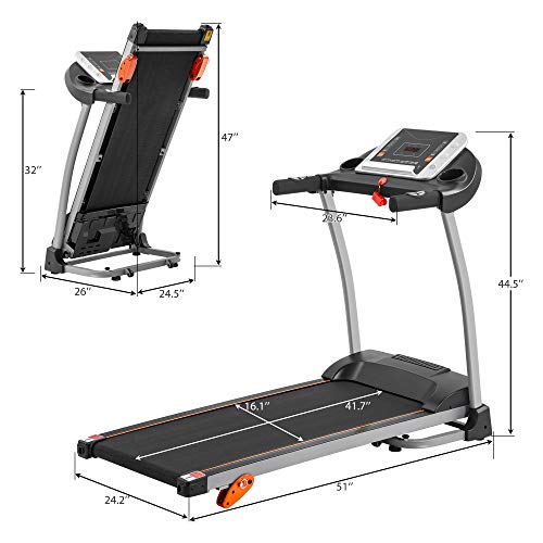 Foldable Treadmill 2.5 HP Portable with Incline LED Display for Home Q467729