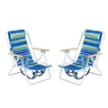 Set of 2 Folding Backpack Beach Chairs for Adults,Outdoor Folding Heavy Duty Camping Chair with Large Pockets and Cup Holder,Adjustable high Beach Lounge Chairs for Outdoor,Travel (Blue)