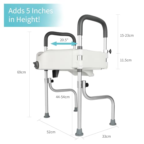 Toilet Seat Riser with Handles for Seniors, 4.5in Raised, Heavy Duty Support up to 330lbs C831