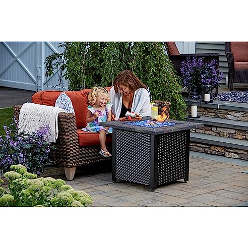 Endless Summer 30-Inch Square Propane Outdoor Fire Pit Table with Resin Mantel H7468