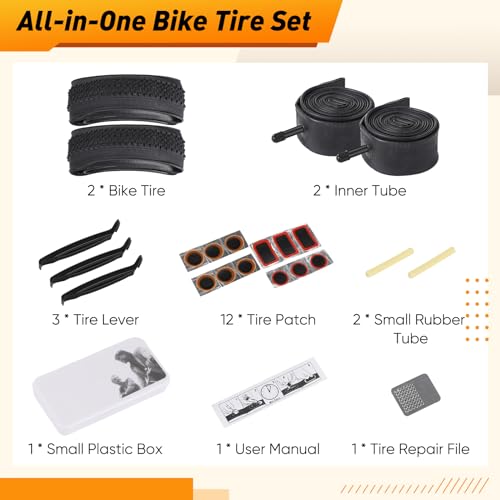 Bike Tire Replacement Kit 24/26x1.95 Folding MTB Tires with Tubes and Levers L262165