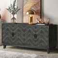 Vintage Sideboard Cabinet, Buffet Cabinet with 4 Doors, Accent Storage Cabinet with Adjustable Shelves, Wooden Cabinet Console Table Entryway Cabinet for Living Room Bedroom Dining Room, Taupe Grey