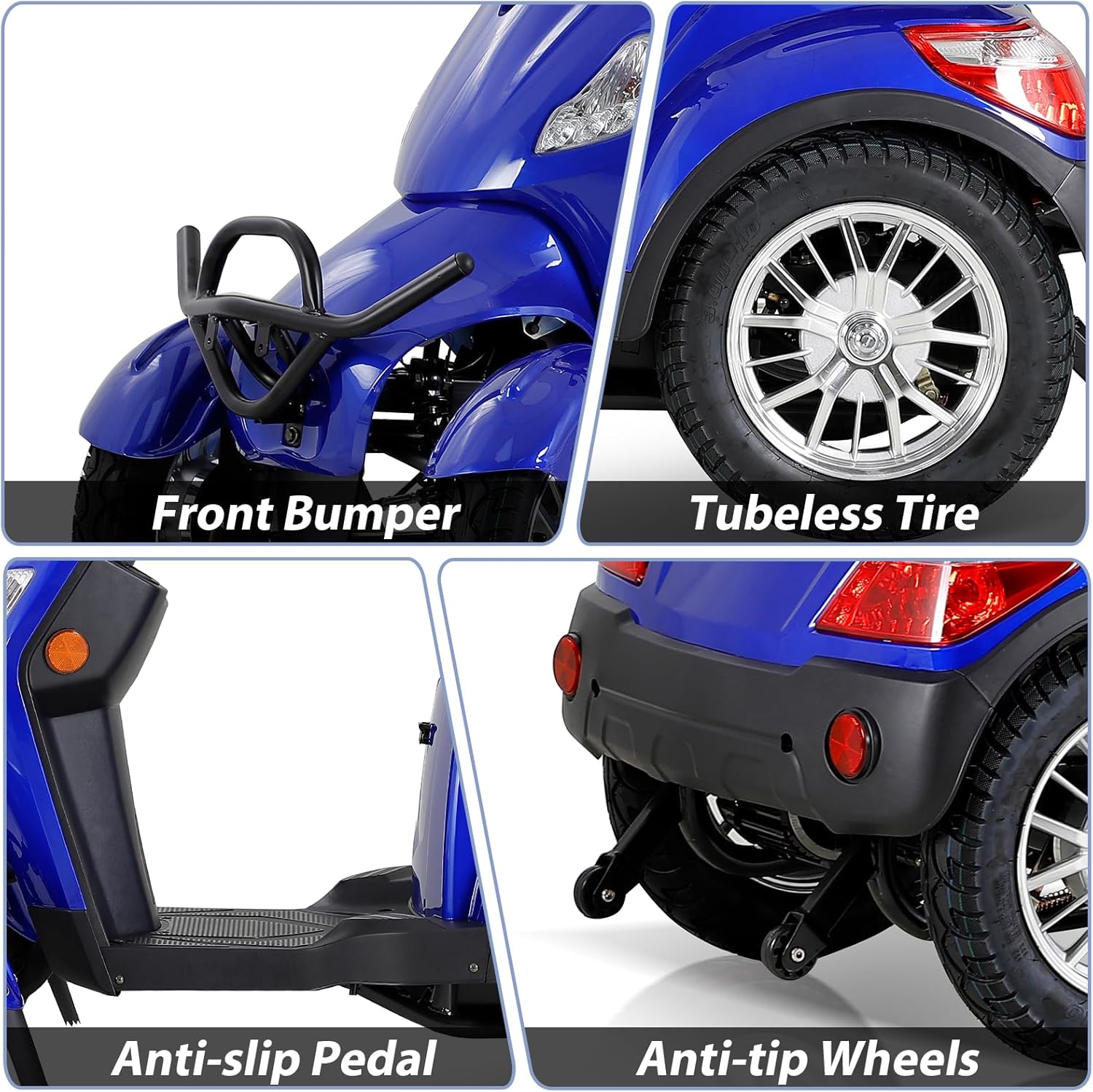 Heavy Duty 4-Wheel Mobility Scooter 800W for Adults & Seniors, Blue I848