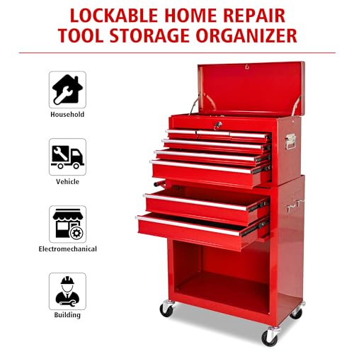 5-Drawer Rolling Tool Chest with Brake Casters, Black E95317