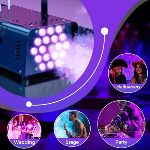 Fog Machine 600W with 18 LED Lights, Wireless Remote, Black Z9981