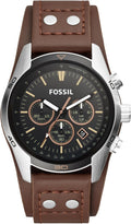 Fossil Men's Coachman Quartz Stainless Steel and Leather Chronograph Watch, Color: Silver, Brown (Model: CH2891)