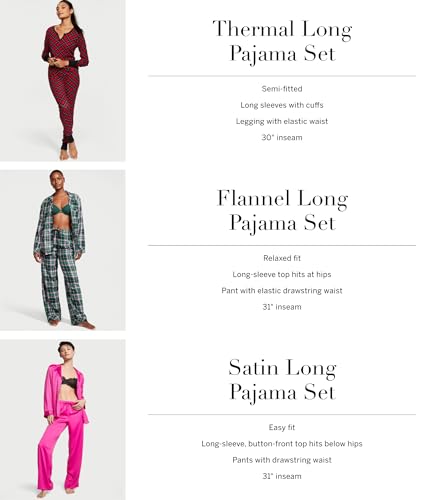 Victoria's Secret Flannel Long Pajama Set Women's Sleepwear G128