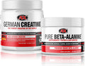 AX Pure Creapure, The Purest Creatine Monohydrate Available - 270g (54 Servings) | Micronized Creatine from Germany and AX Pure Beta Alanine Powder 250 Grams