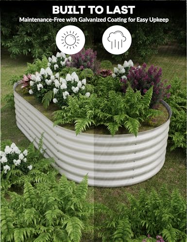 4x2x2Ft Oval Galvanized Steel Raised Garden Bed - Outdoor Metal Planter Box for Vegetables, Flowers, Herbs L43315