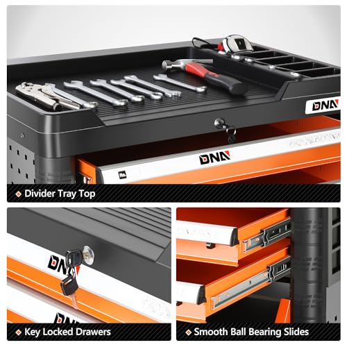 DNA MOTORING 7-Drawer Rolling Tool Cabinet Chest with Keyed Locking System, Green M137