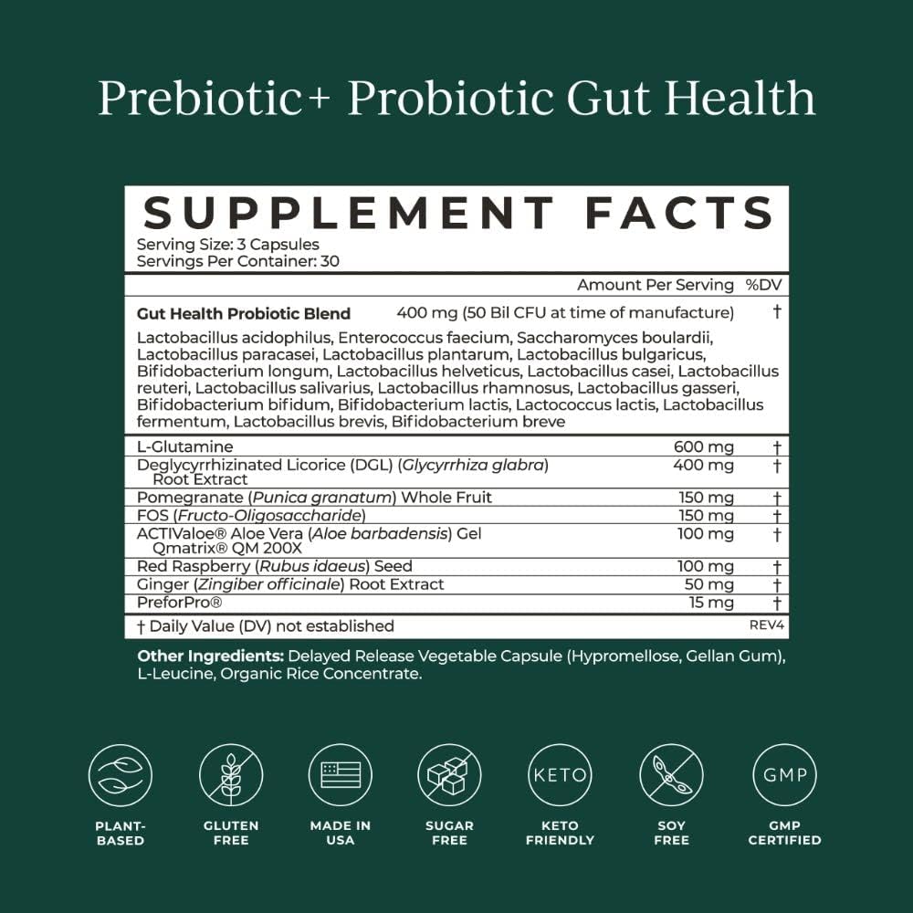 CYMBIOTIKA Probiotic + Prebiotic Gut Health Supplement, 50 Billion CFU, 90 Capsules H66606