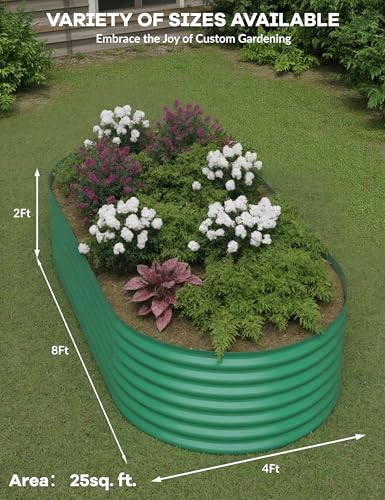 4x2x2Ft Oval Galvanized Steel Raised Garden Bed - Outdoor Metal Planter Box for Vegetables, Flowers, Herbs L43315