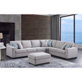126" Wide Fabric Modular Corner Sectional Sofa with Ottoman in Light Gray