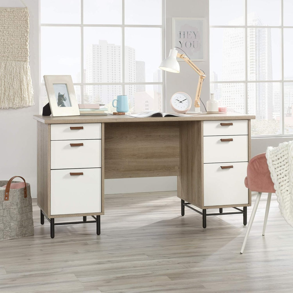 Sauder Anda Norr Executive Desk, Sky Oak Finish A914