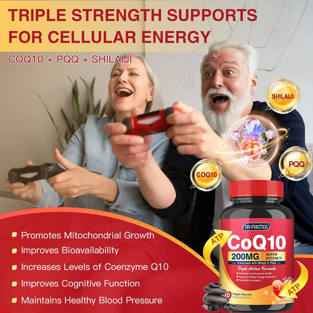 CoQ10 200mg with PQQ & Shilajit - 120 Veggie Capsules H886