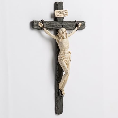 DevotedWalls 14" Hand Painted Catholic Crucifix for Wall V21624