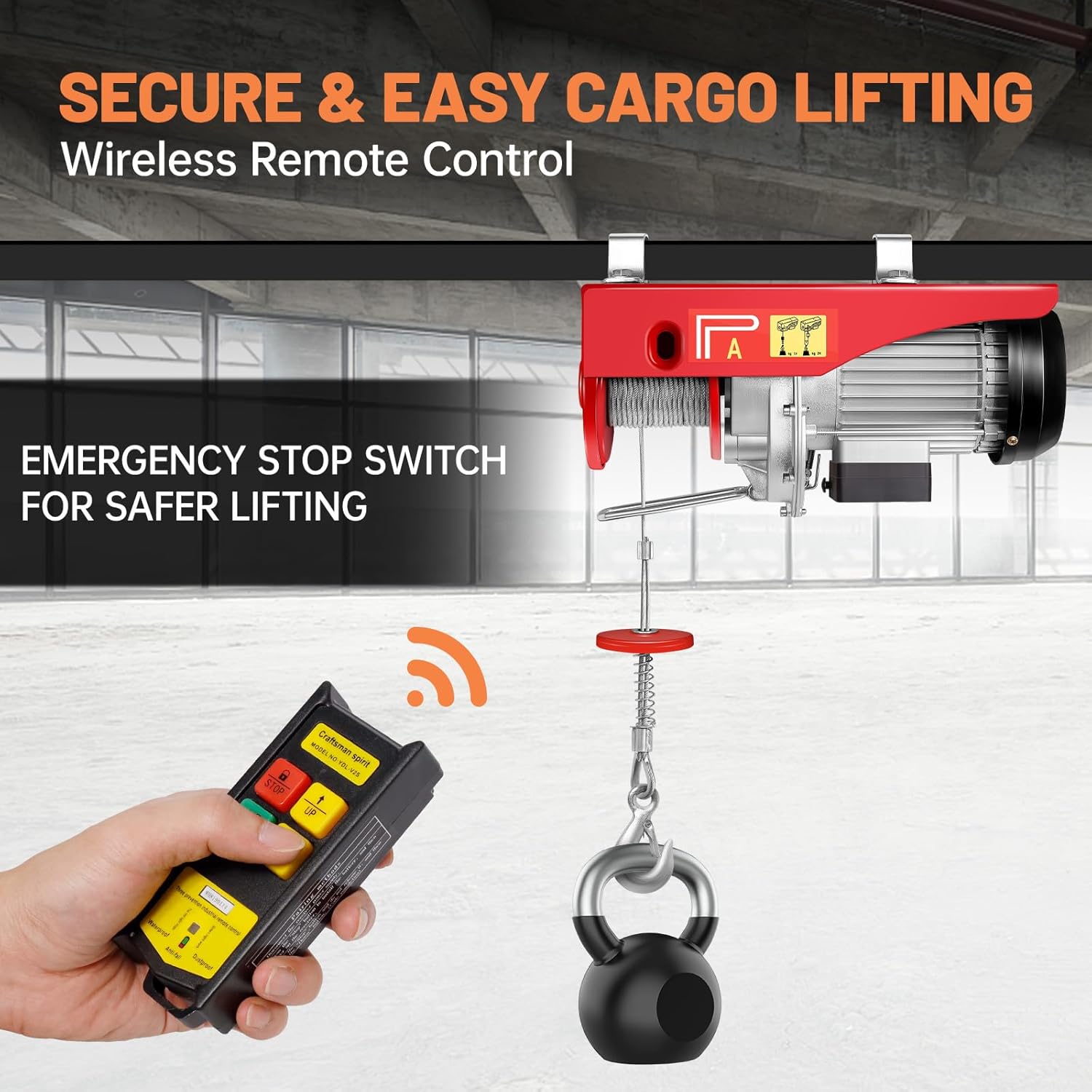 1320LBS 120V Electric Hoist with Wireless Remote Control R896