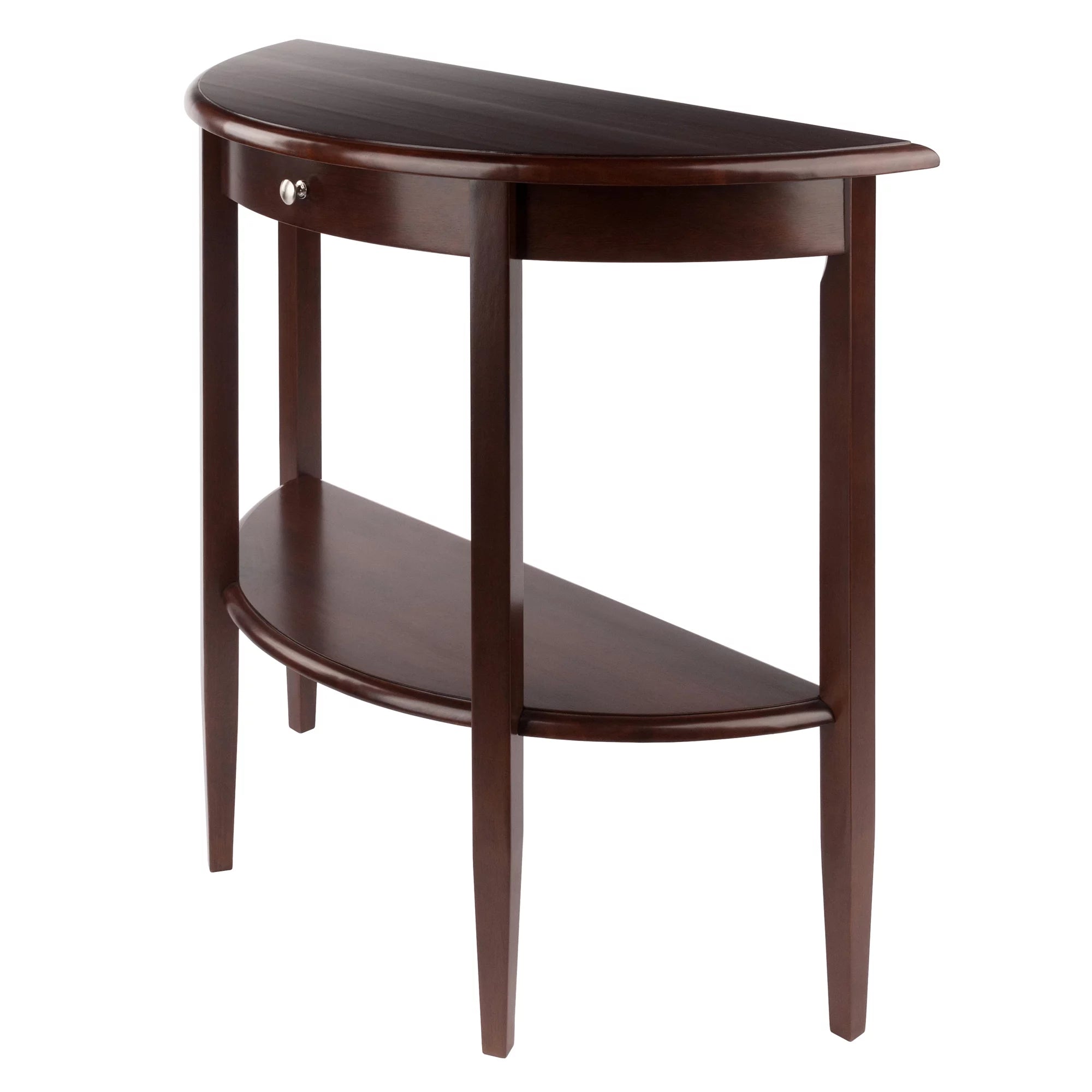 Winsome Wood Concord Half Moon Console Table, Drawer & Shelf, Walnut Finish