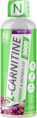 NutraKey L-Carnitine 3000mg, No Sugar, Gluten Free, Turn Into Fuel, (Grape Crush) 31 Servings