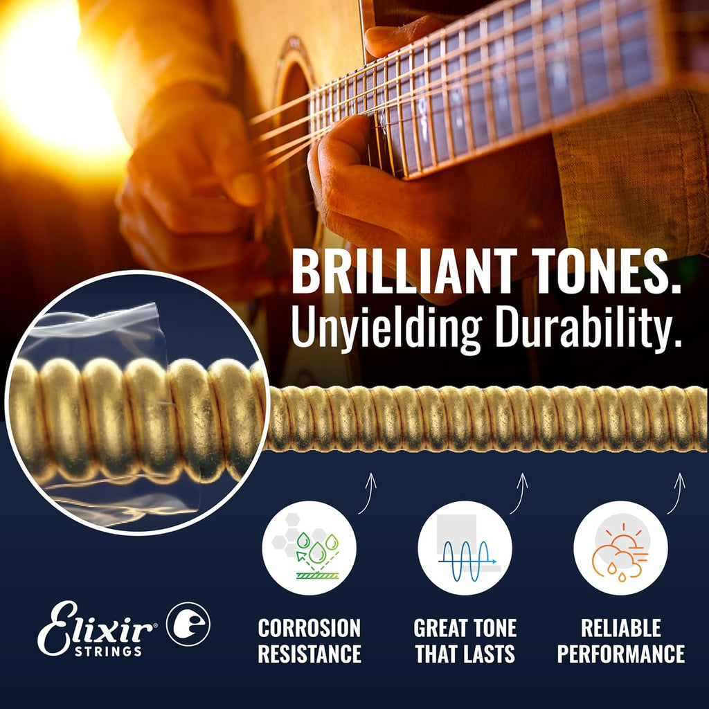 Elixir Acoustic Guitar Strings 80/20 Bronze POLYWEB Coating, Custom Light 11-52 B66334