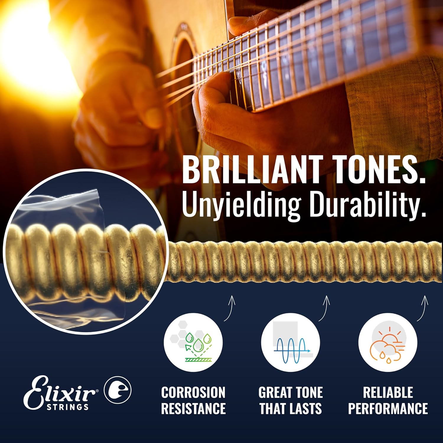 Elixir Strings Acoustic Guitar Strings 80/20 Bronze POLYWEB Coating Light 12-53 G494