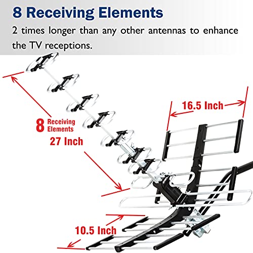 Five Star Outdoor HDTV Antenna 200 Mile Long Range, Attic or Roof Mount, 4K 1080P VHF UHF, Supports 4 TVs R727