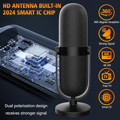 TV Antenna Indoor 980+ Miles Range 4K 1080p HDTV with 25ft Coax Cable J33175